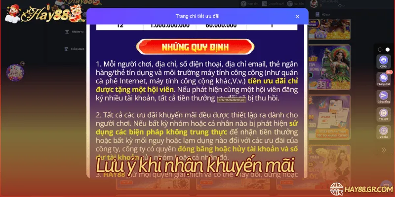 Lưu ý những gì khi nhận khuyến mãi từ Hay88